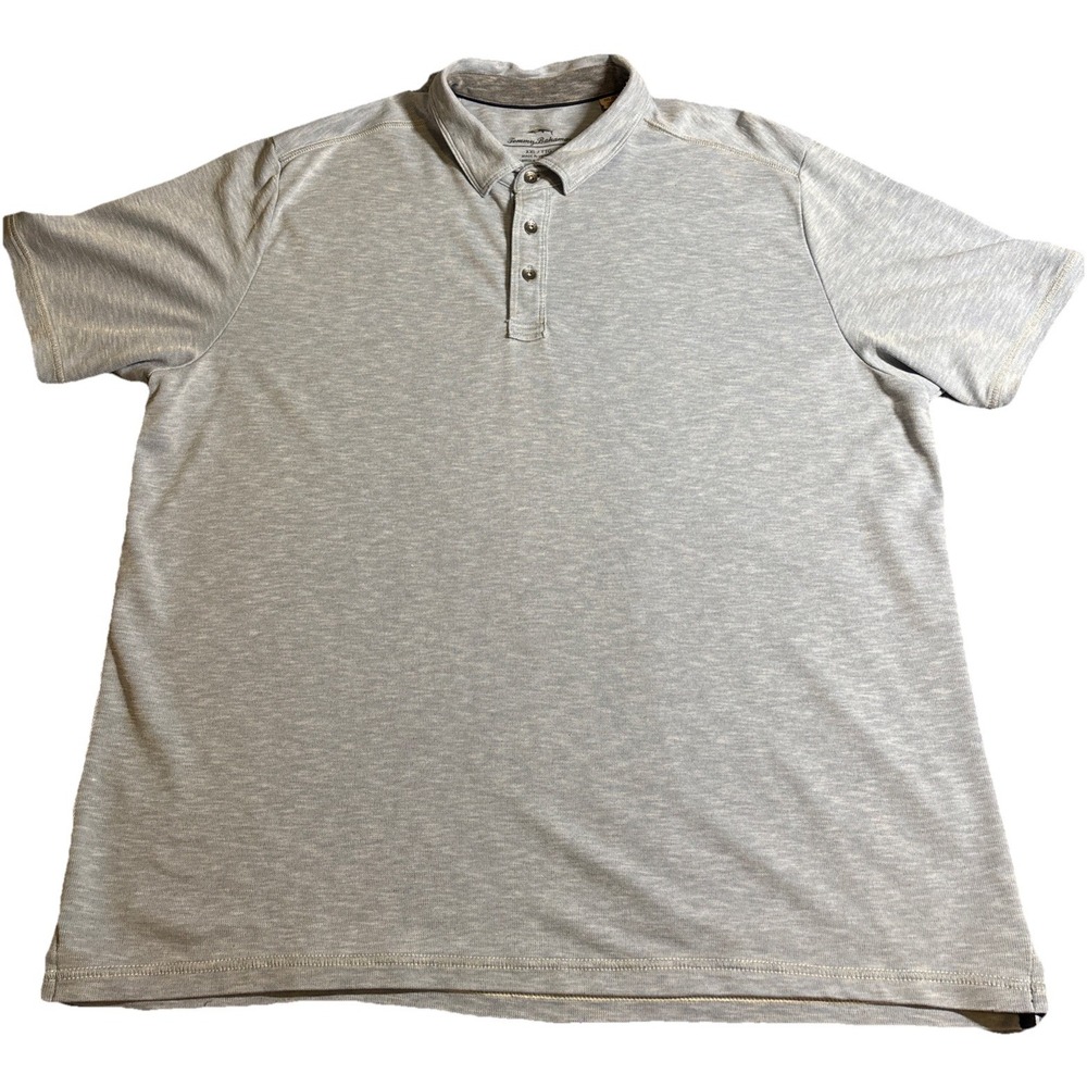 Tommy Bahama Polo Shirt Mens Gray Excellent Heathered Modal Blend XXL